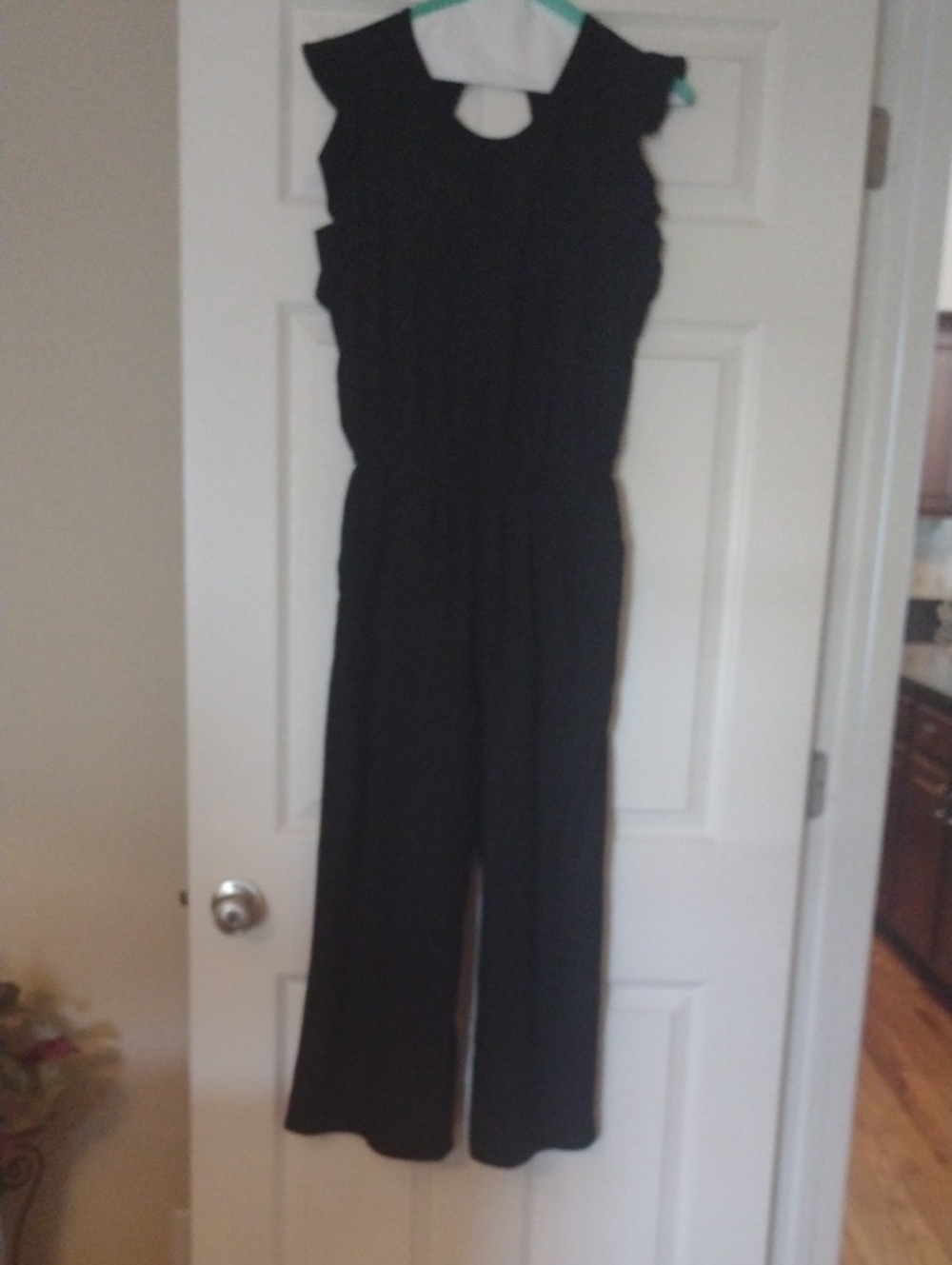 Black Women's Flutter Sleeves Linen Jumpsuit